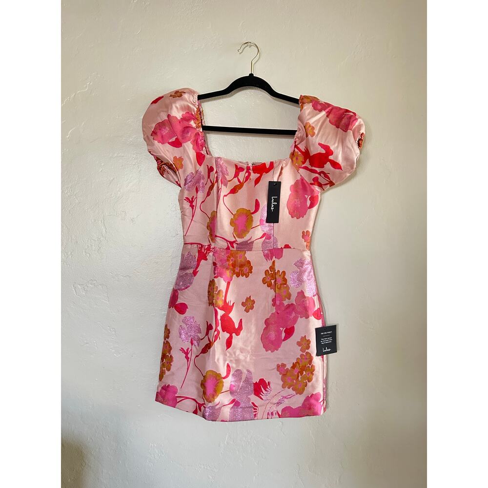 Lulu's Pink Floral Puff-Sleeve Mini Dress - Picture 6 of 13